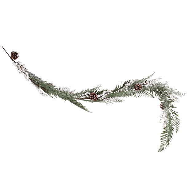 Snowy Evergreen Foliage Garland with White Berries - 1.9m – product image 2