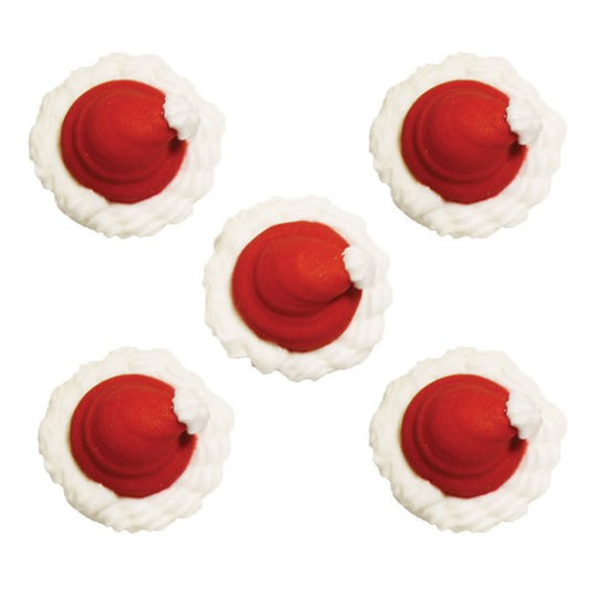 Santa Hat Sugar Cake Toppers (5pk)