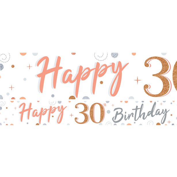 30th Sparkling Fizz Paper Banners - 1m (3pk)