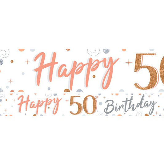 50th Sparkling Fizz Paper Banners - 1m (3pk)