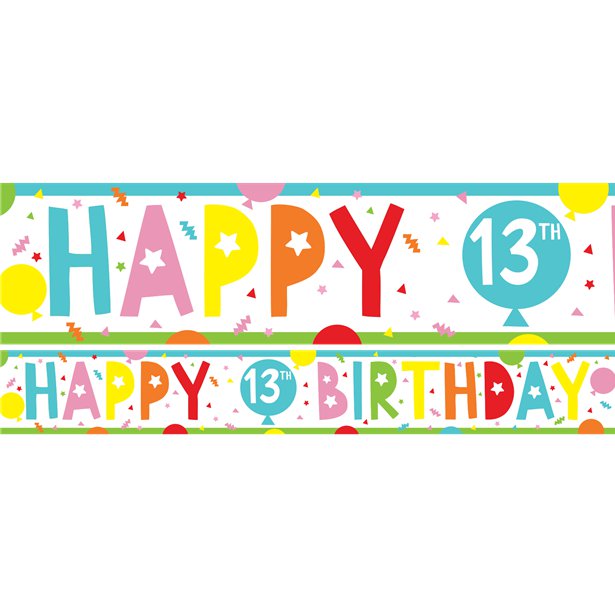 13th Birthday Brights Paper Banners - 1m (3pk)