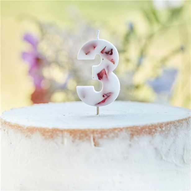 Pressed Petal Number 3 Candle - 9cm – product image 2