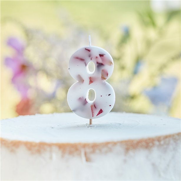 Pressed Petal Number 8 Candle - 9cm – product image 2