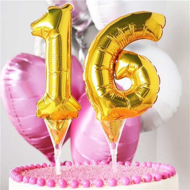 Air-Filled Gold Balloon Number 6 Cake Topper - 15cm – product image 2