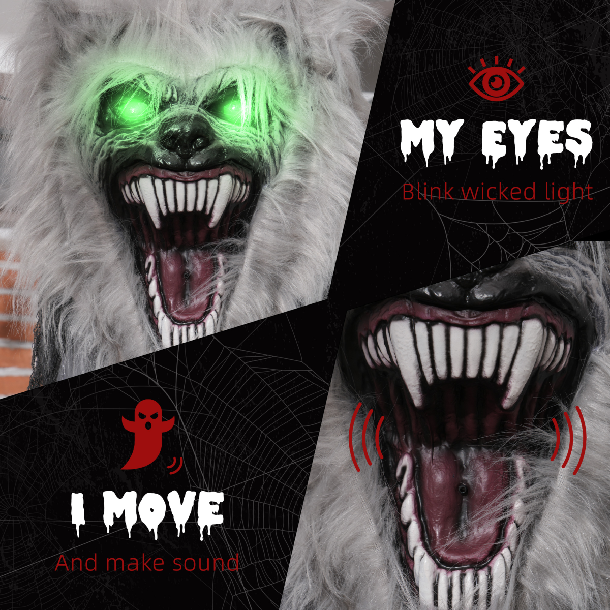 HOMCOM Halloween Skeleton Werewolf Animatronic Prop with Light Up Eyes – product image 4