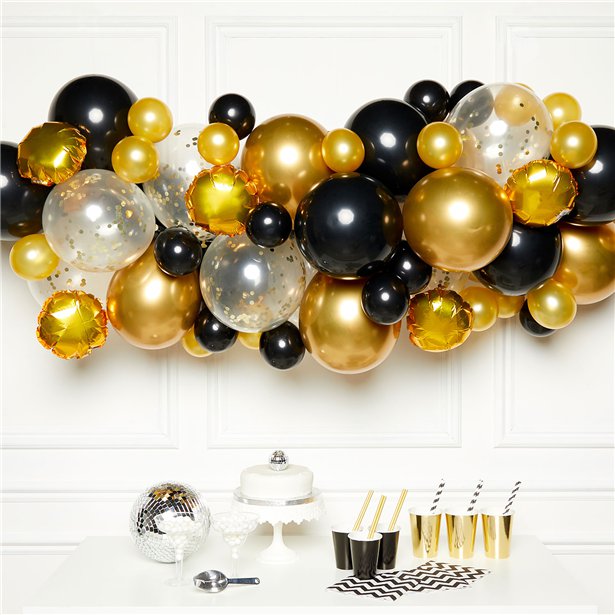 Gold & Black Balloon Arch Garland - 66 Balloons – product image 1