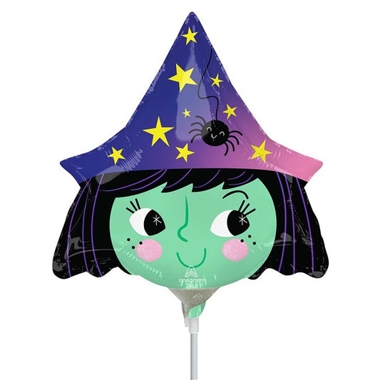 Witch Mini Balloon on a Stick - Foil