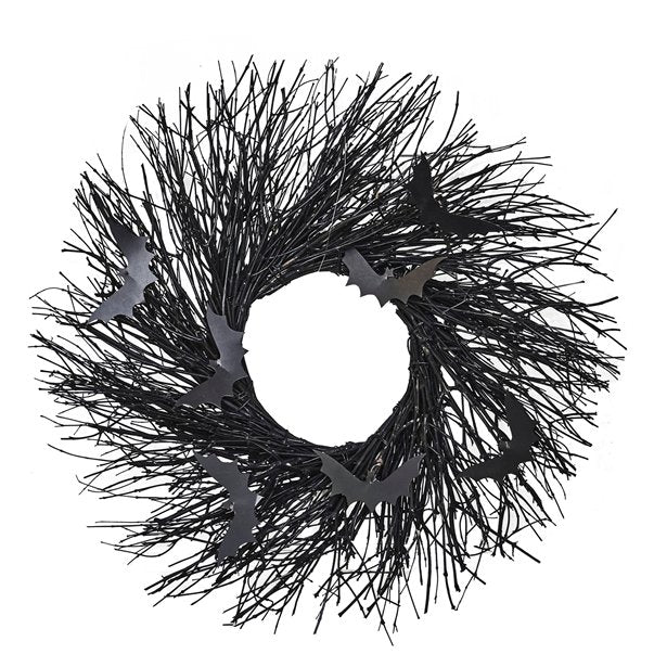 Black Twig Wreath with Bats – product image 2