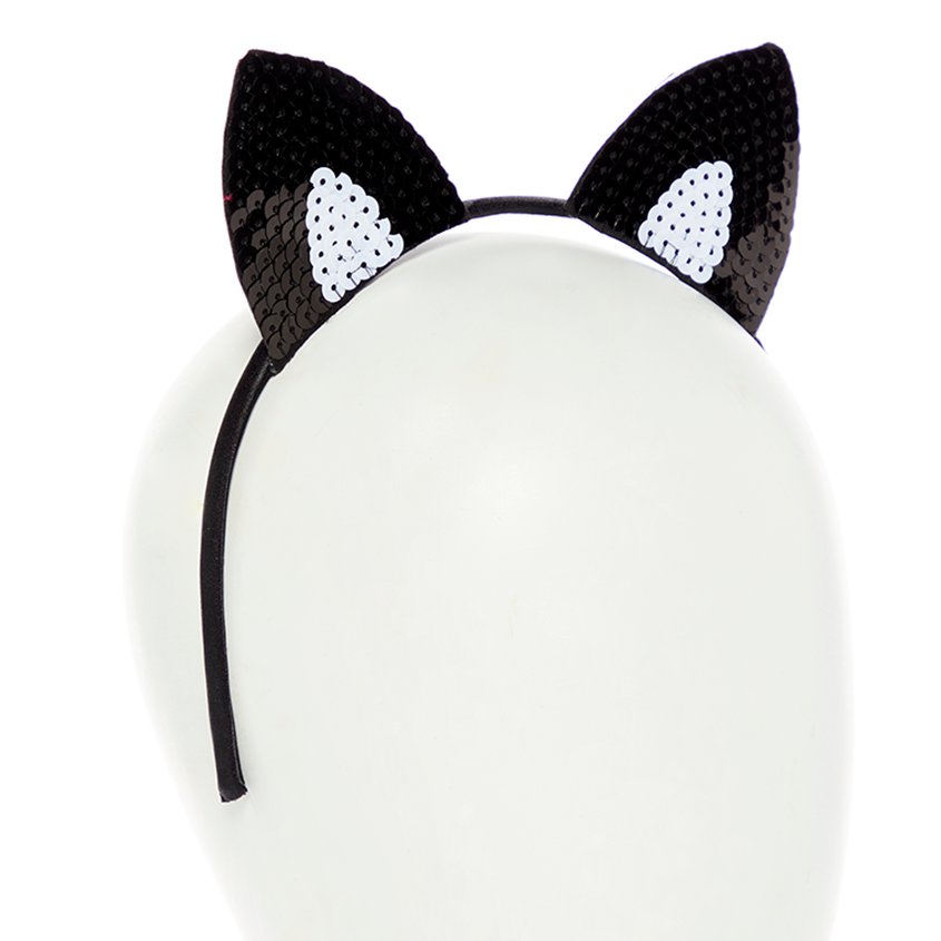 Black Sequin Cat Ears Headband – product image 2