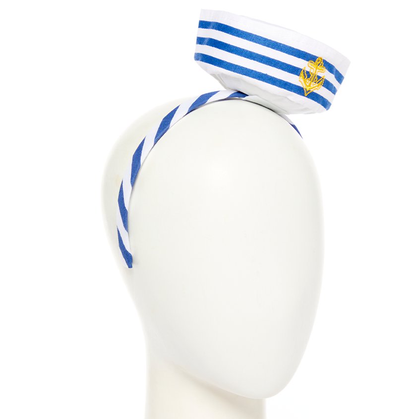 Blue & White Mini Sailor Hat Headband – product image 2
