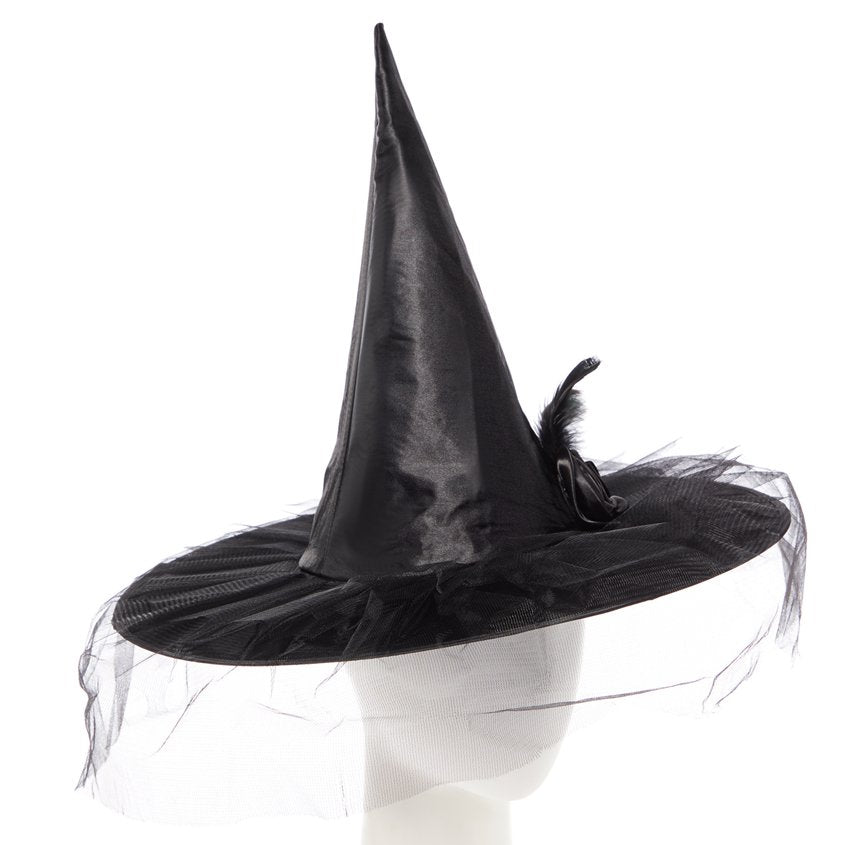 Black Witch hat with Flower – product image 2