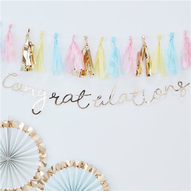 Pick & Mix Pastel Gold 'Congratulations' Banner - 1.5m – product image 2