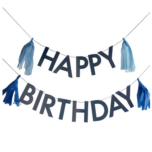 Mix It Up Blue Happy Birthday Tassel Bunting