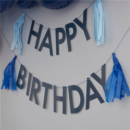 Mix It Up Blue Happy Birthday Tassel Bunting