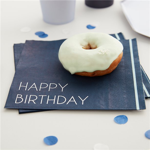 Mix It Up Blue Happy Birthday Eco Paper Napkins (16pk)