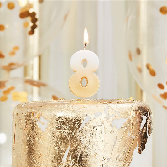 Gold Ombre Number 8 Candle - 5cm