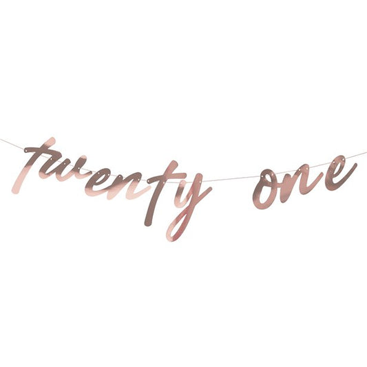 Mix It Up 'Twenty One' Rose Gold Paper Banner - 1.7m