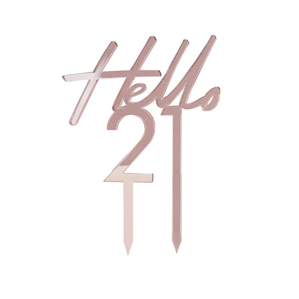 Mix It Up Hello 21 Rose Gold Cake Topper - 13cm x 10cm – product image 2