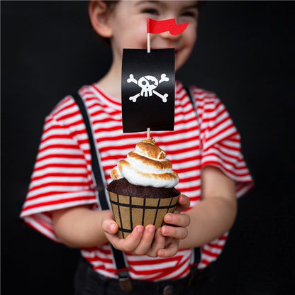 Pirate 'Flag and Barrel' Cupcake Wraps and Picks (6pk)