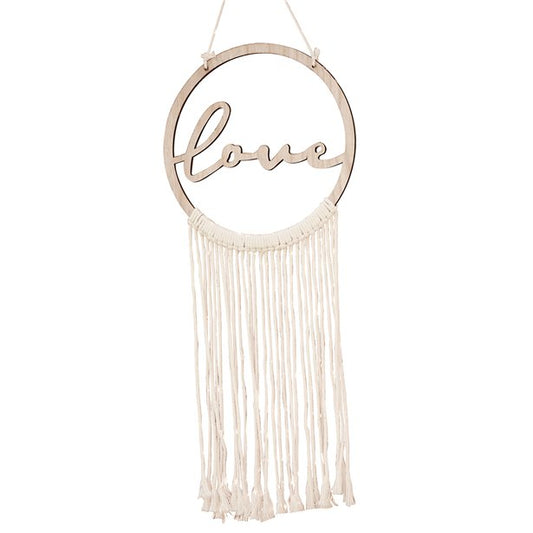 Wooden Love Macrame Wall Hanging Hoop