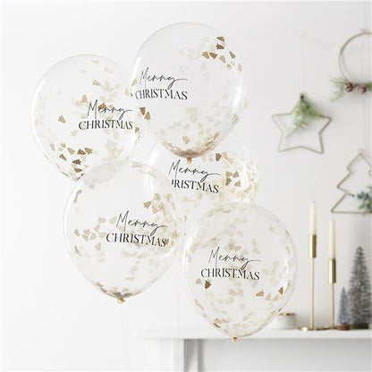 Gold Christmas Tree Confetti Balloons - 12" (5pk)