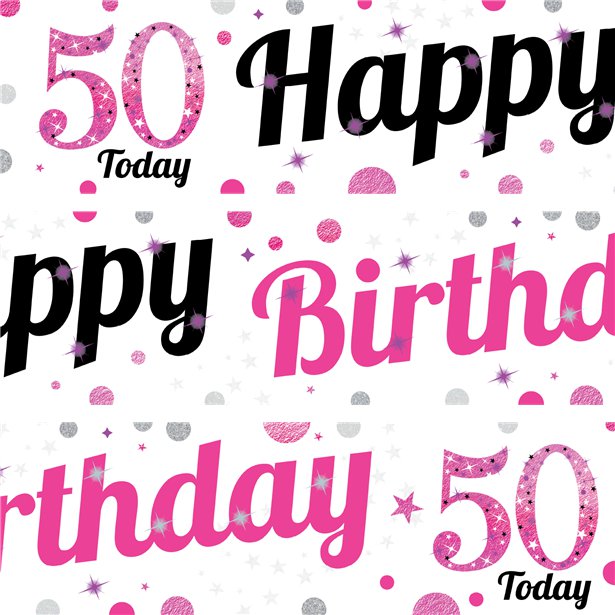 50th Birthday Pink Celebration Paper Banners -1m (3pk) – product image 2
