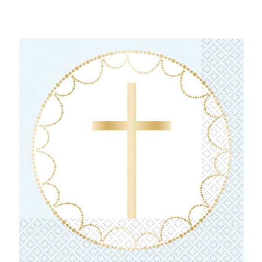 Blue Botanical Cross Napkins - 33cm (20pk)