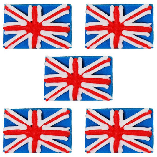Union Jack Sugar Cake Toppers (5pk)
