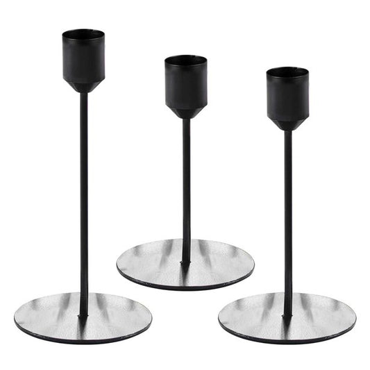 Contemporary Wedding Black Candle Holders (3pk)