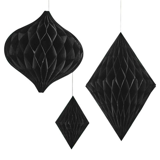 Contemporary Wedding Black Honeycomb Decorations (3pk)