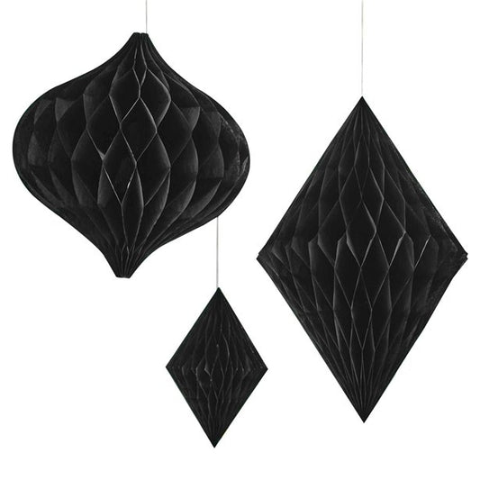 Contemporary Wedding Black Honeycomb Decorations (3pk)