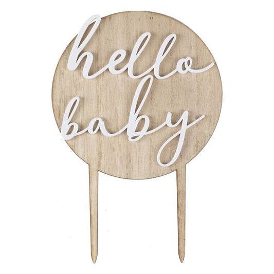 Hello Baby Wooden Cake Topper