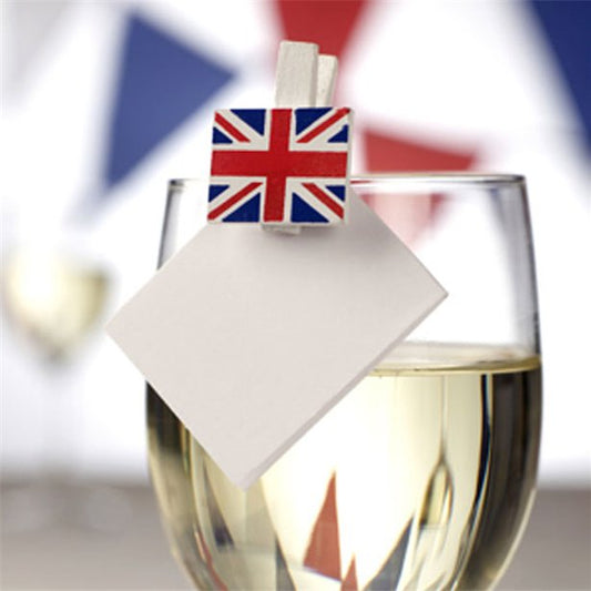 Union Jack Glass Decorations - Mini Wooden Pegs (20pk)