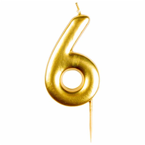 Number 6 Gold Candle
