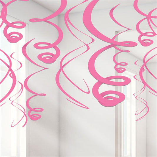 Pink Hanging Swirls Decoration - 55cm (12pk)