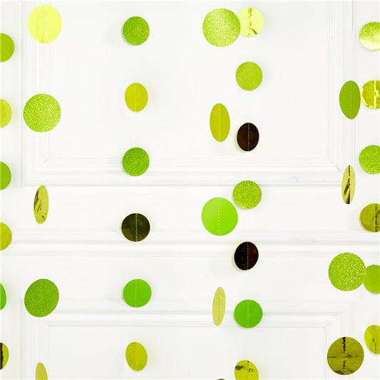 Lime Green Glitter Hanging String Decorations - 2.1m (6pk)