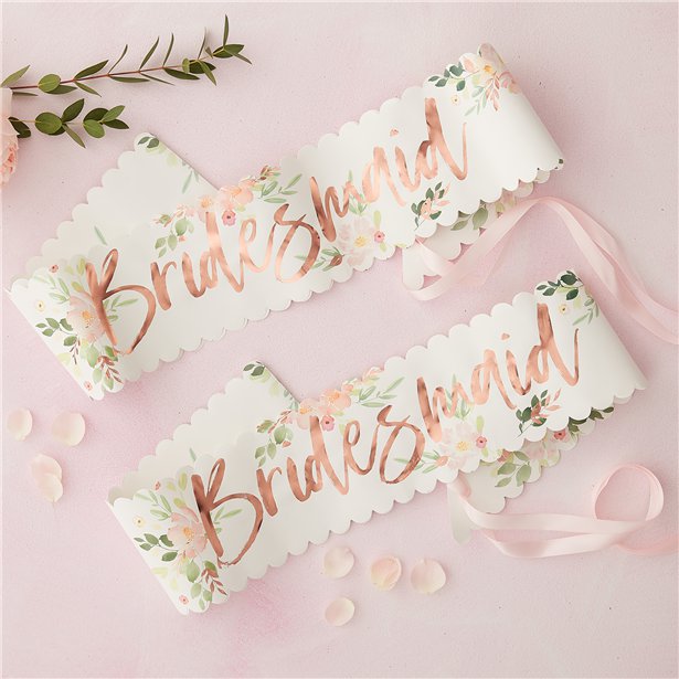Floral Hen Party 'Bridesmaid' Sashes (2pk) – product image 1