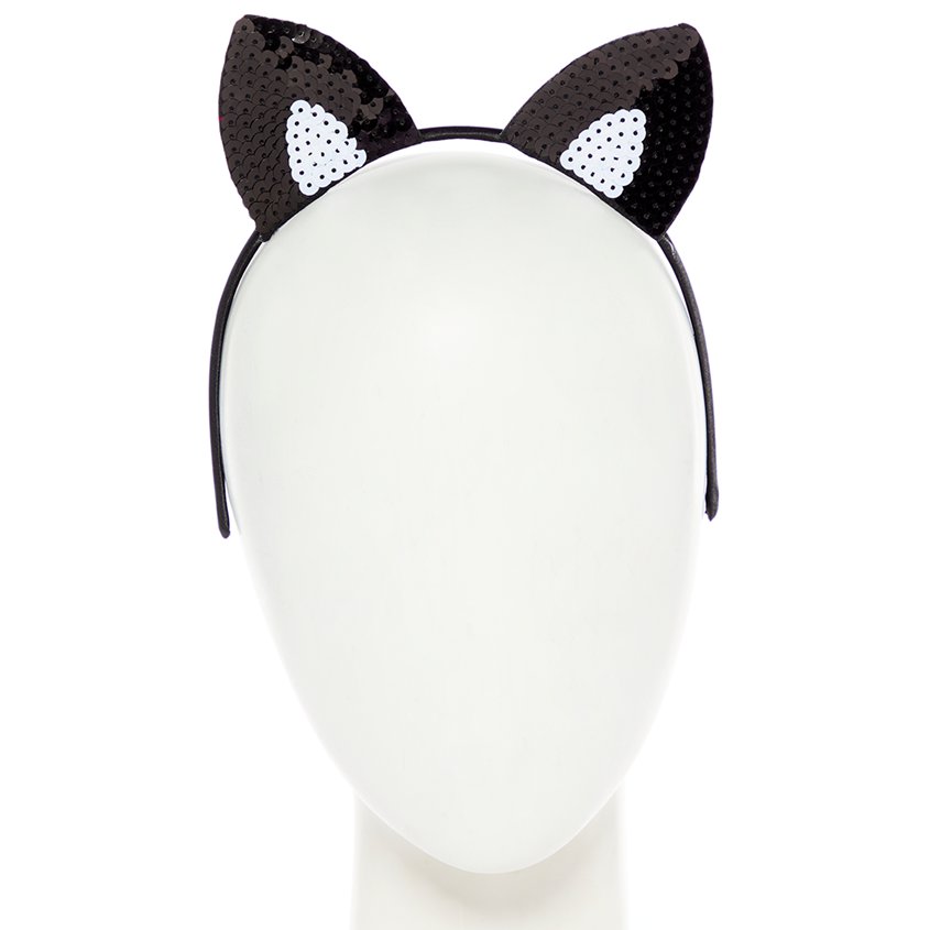 Black Sequin Cat Ears Headband – product image 1