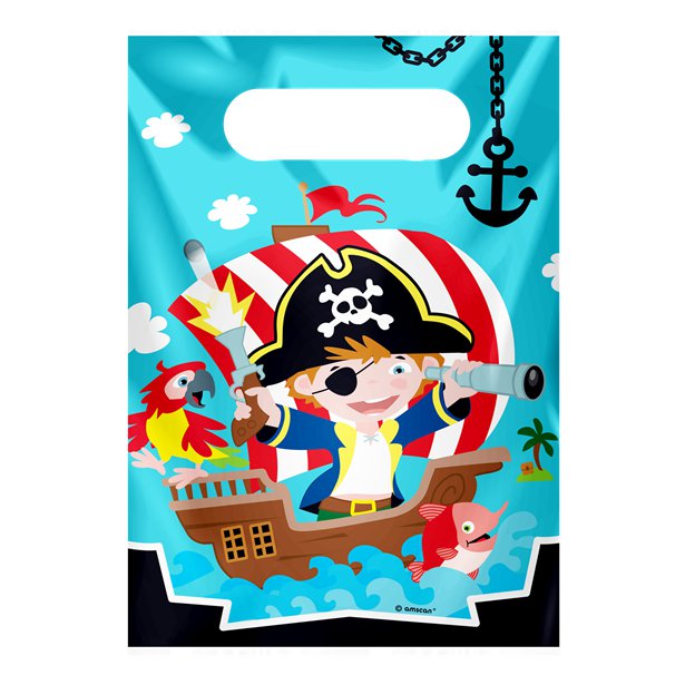 Captain Pirate Plastic Party Bags (8pk) – product image 1