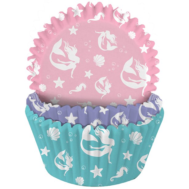 Mermaid Patterned Cupcake Cases - 5cm (75pk)