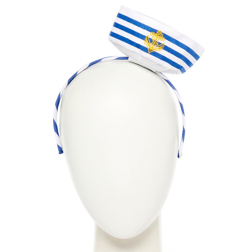 Blue & White Mini Sailor Hat Headband – product image 1