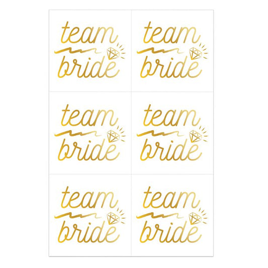 Team Bride Gold Foil Temporary Tattoos (6pk)