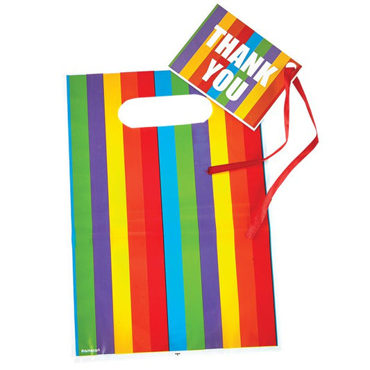 Rainbow Stripe Loot Bags & Tags (8pk)