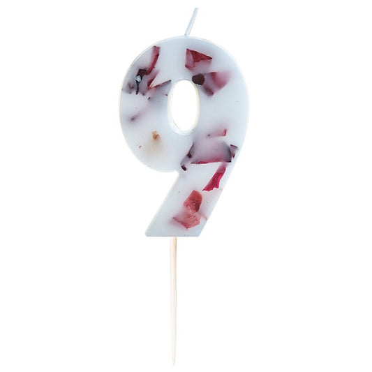 Pressed Petal Number 9 Birthday Cake Candle