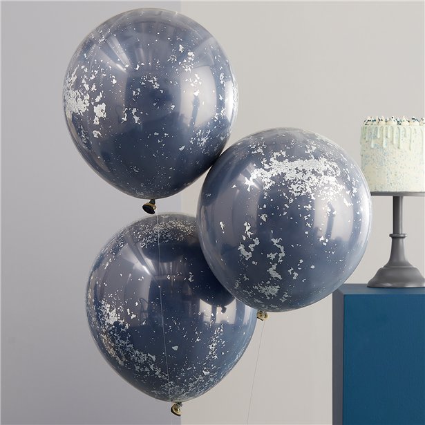 Mix It Up Blue Double Stuffed Latex Balloons (3pk) – product image 1