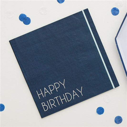 Mix It Up Blue Happy Birthday Eco Paper Napkins (16pk)