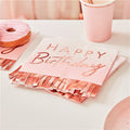 Mix It Up Happy Birthday Rose Gold Fringe Paper Napkins - 33cm (16pk) – product image 1