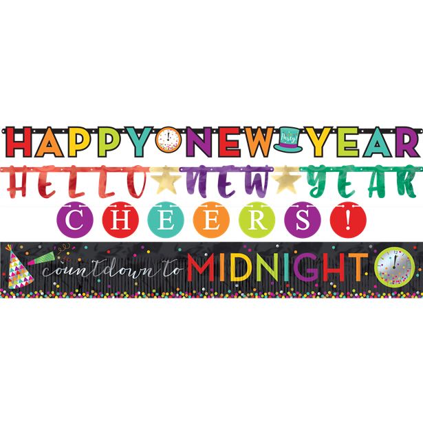 Colourful New Year Banners Set (4pk)