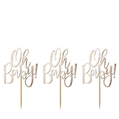 Oh Baby!' Gold Foil Cupcake Toppers (12pk)