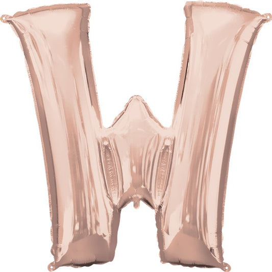 Rose Gold Letter W Balloon - 34 Foil